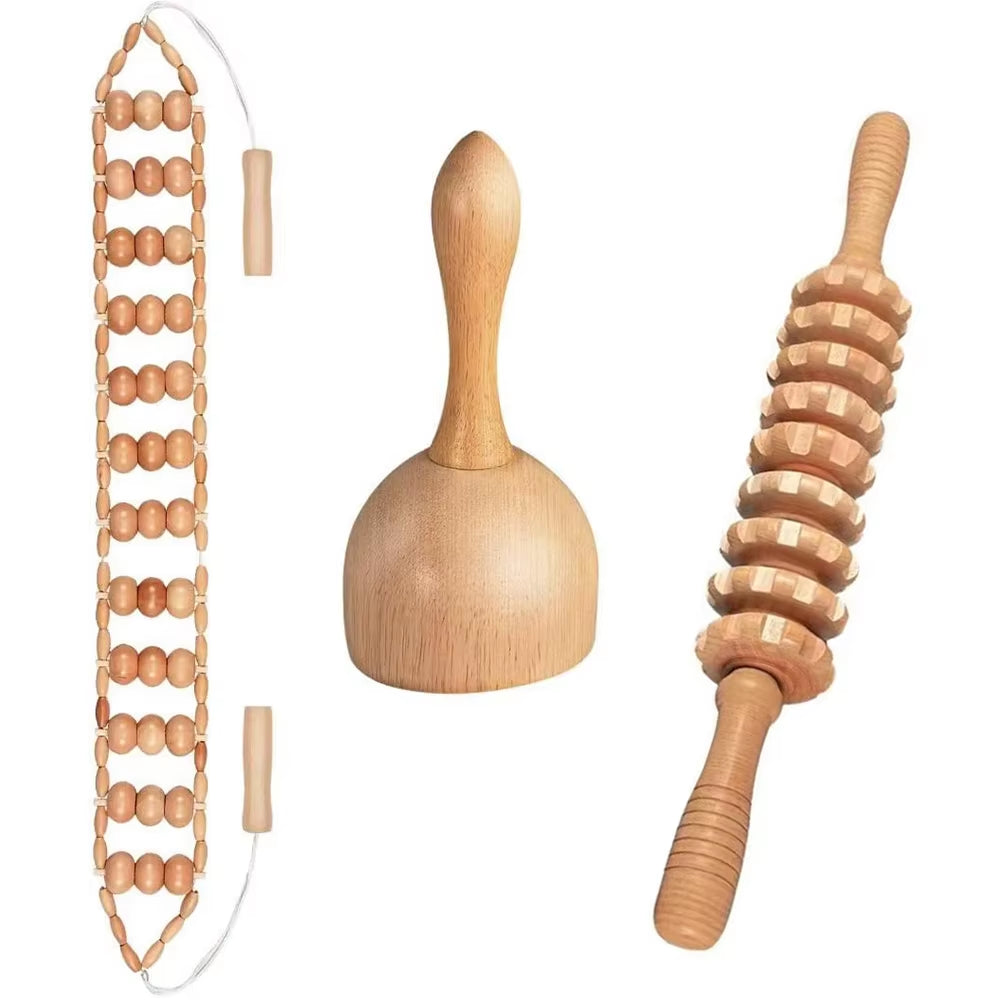 Ultimate Wood Therapy Massage Tools Set for Body Sculpting & Lymphatic Drainage - Anti-Cellulite Maderoterapia Kit