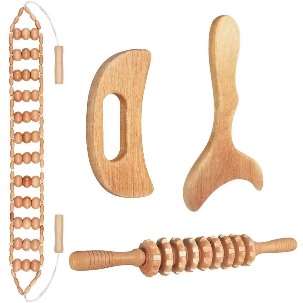 Ultimate Wood Therapy Massage Tools Set for Body Sculpting & Lymphatic Drainage - Anti-Cellulite Maderoterapia Kit