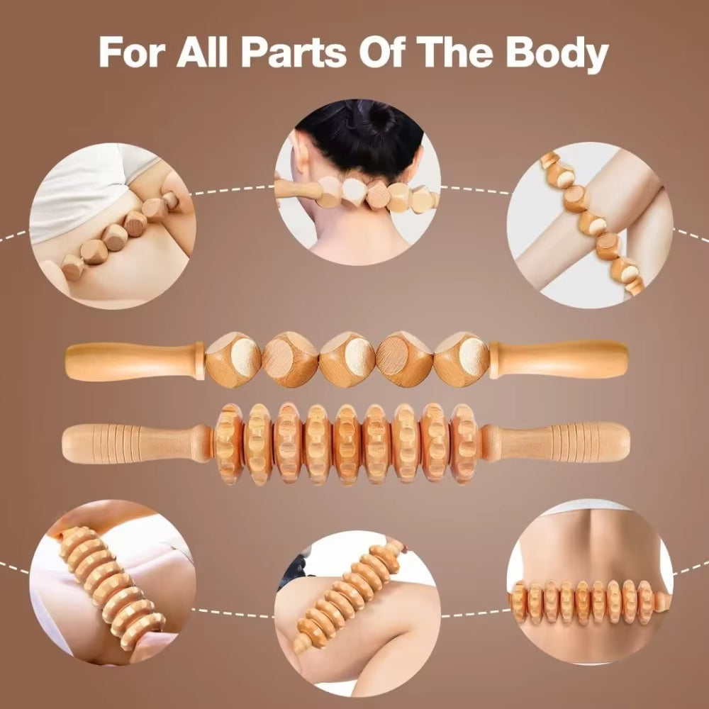 Ultimate Wood Therapy Massage Tools Set for Body Sculpting & Lymphatic Drainage - Anti-Cellulite Maderoterapia Kit