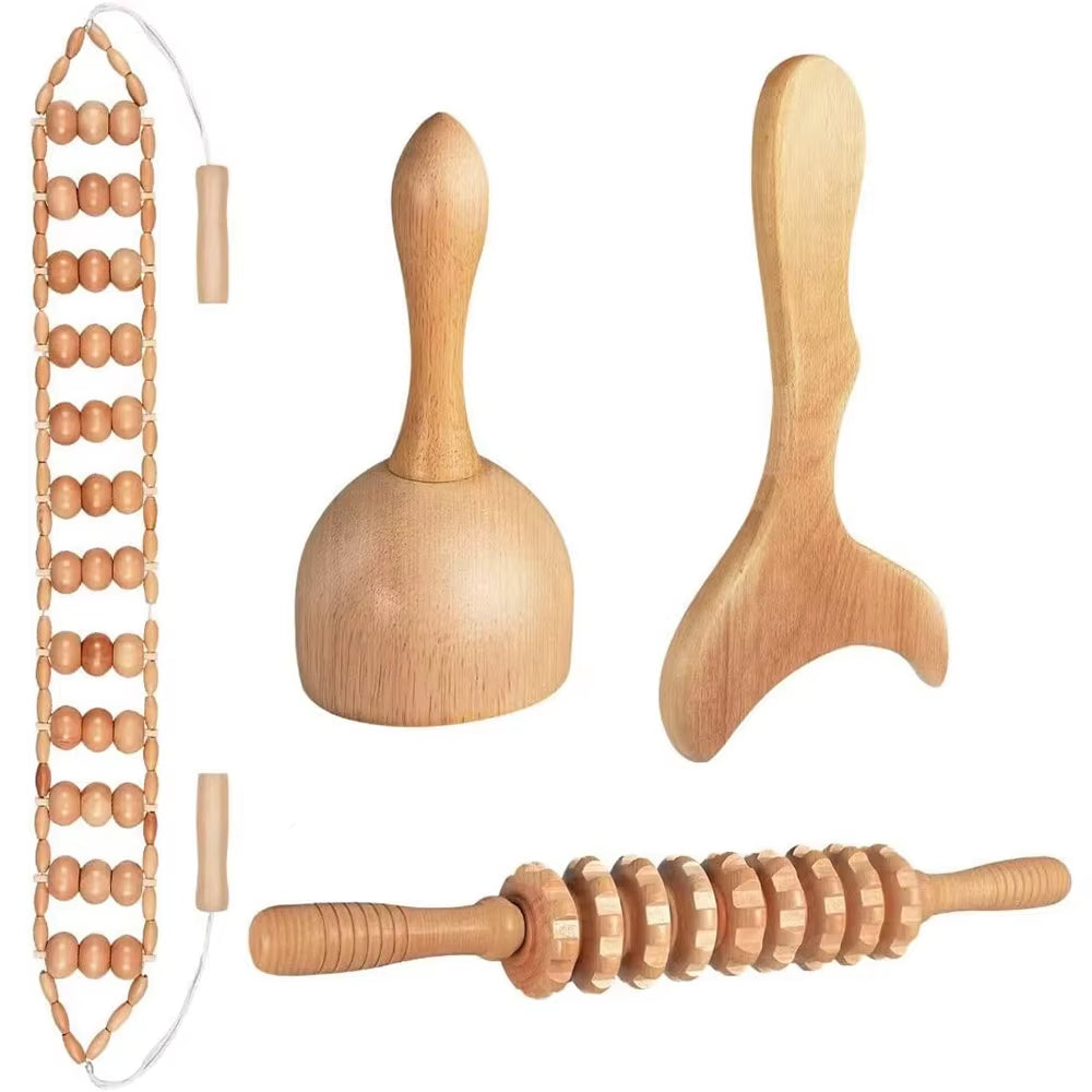 Ultimate Wood Therapy Massage Tools Set for Body Sculpting & Lymphatic Drainage - Anti-Cellulite Maderoterapia Kit