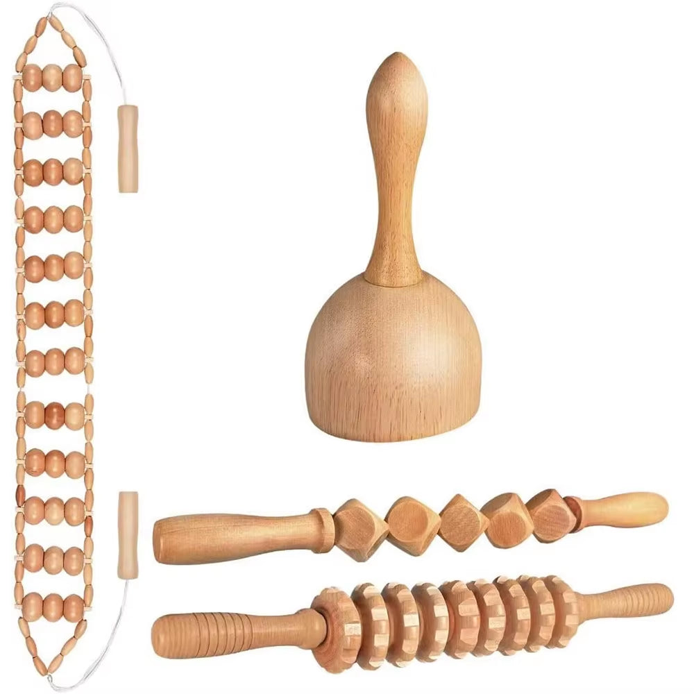 Ultimate Wood Therapy Massage Tools Set for Body Sculpting & Lymphatic Drainage - Anti-Cellulite Maderoterapia Kit