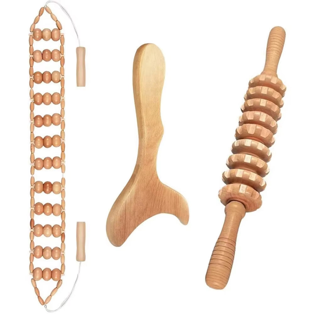 Ultimate Wood Therapy Massage Tools Set for Body Sculpting & Lymphatic Drainage - Anti-Cellulite Maderoterapia Kit