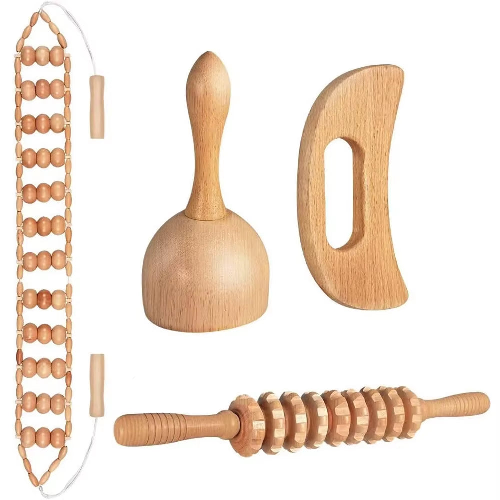 Ultimate Wood Therapy Massage Tools Set for Body Sculpting & Lymphatic Drainage - Anti-Cellulite Maderoterapia Kit